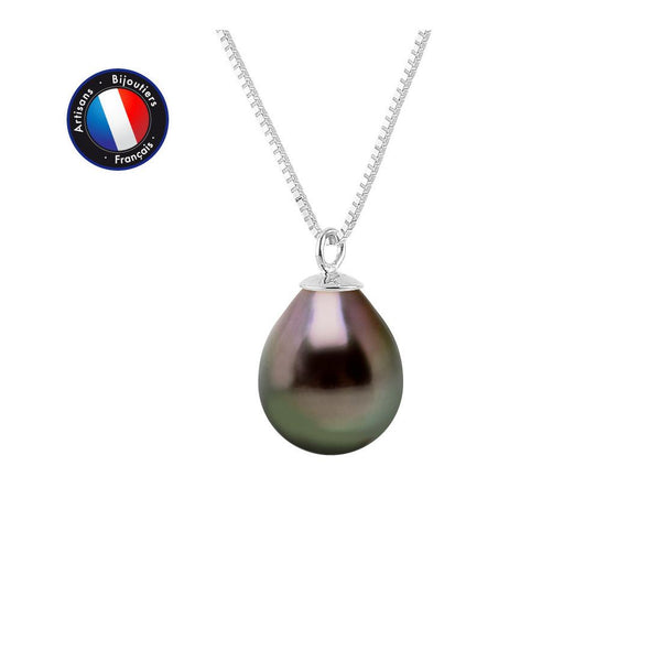 Collier en argent et véritable Perle de Tahiti 8-9 mm