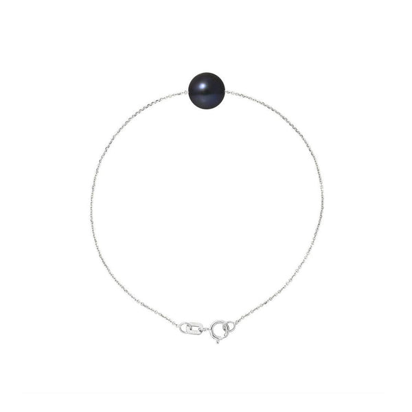 Bracelet- Perle de Culture d'Eau Douce- Diamètre 8-9 mm Black Tahiti- Argent 925 Millièmes