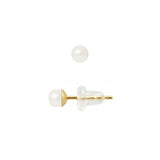 Boucle d'Oreilles- Perles de Culture 4-5 mm Blanc- Or Jaune