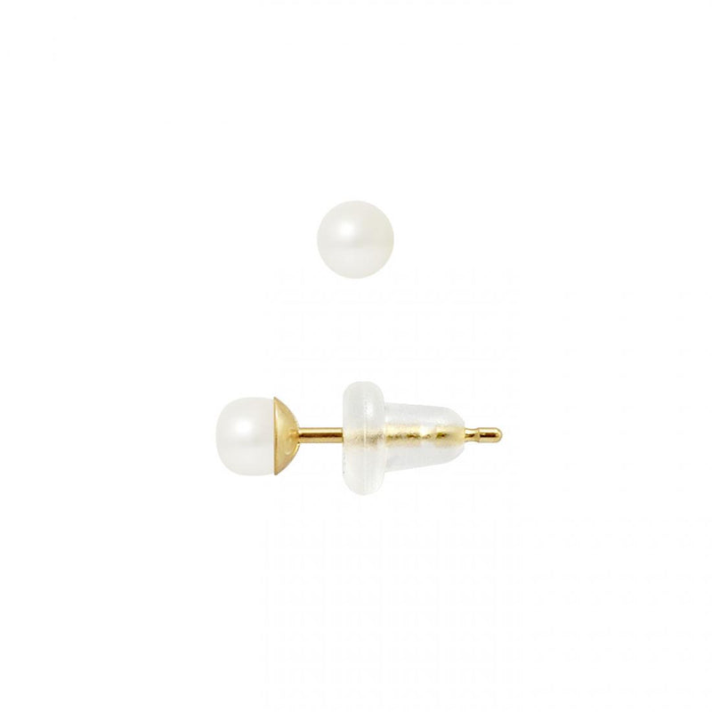 Boucle d'Oreilles- Perles de Culture 4-5 mm Blanc- Or Jaune