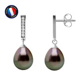 Boucle d'Oreilles - Perles  de Tahiti- Poire Diamètre 8-9 mm- Argent