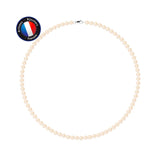 Collier Or Blanc Perles de Culture d'Eau Douce Ronde 5-6 mm Rose