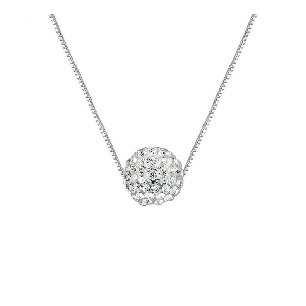 Collier "Pure WHITE" orné d'une Boule Pendentif entièrement sertie de Véritable Cristal Blanc