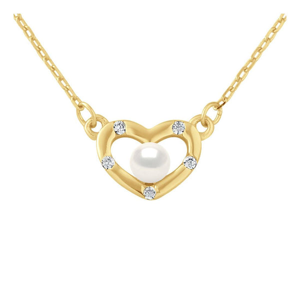 Collier COEUR | Or Jaune & Perle Blanche