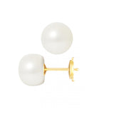 Boucle d'Oreilles en Perles de Culture Blanche 9-10 mm - Or Jaune