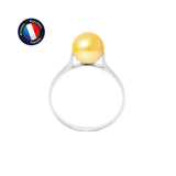 Bague- Perles de Culture d'Eau Douce- Ronde Diamètre 7-8 mm Gold- Taille 48 (EU)- Or Blanc