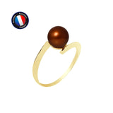 Bague ZIGZAG | Or Jaune - Perle de Culture Chocolat