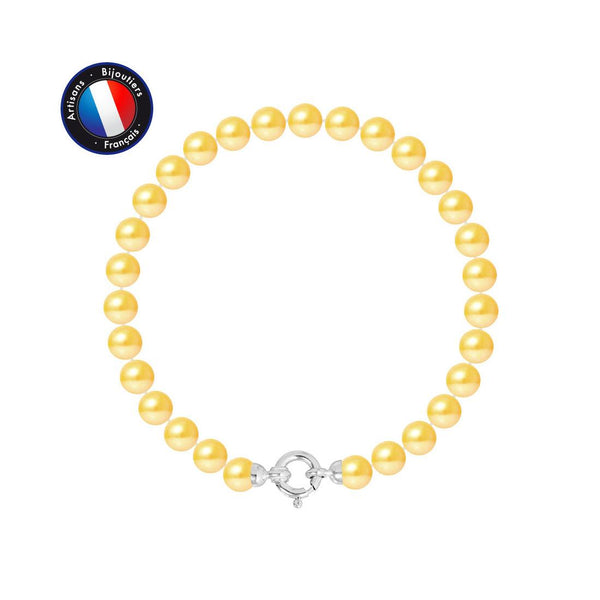 Bracelet NOELYSE | Or Blanc & Perles Dorées