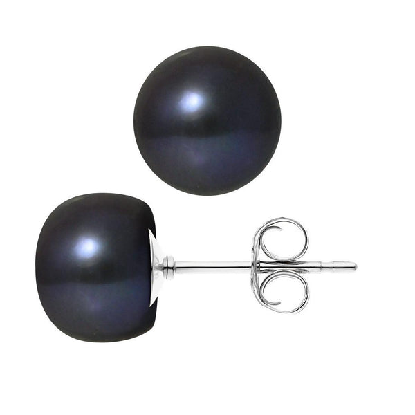 Boucles d'Oreilles- Perles de Culture d'Eau Douce- Diamètre 9-10 mm Black Tahiti