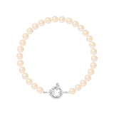 Bracelet NOELYSE | Argent & Perles Roses | 6/7 mm | Fermoir Anneau