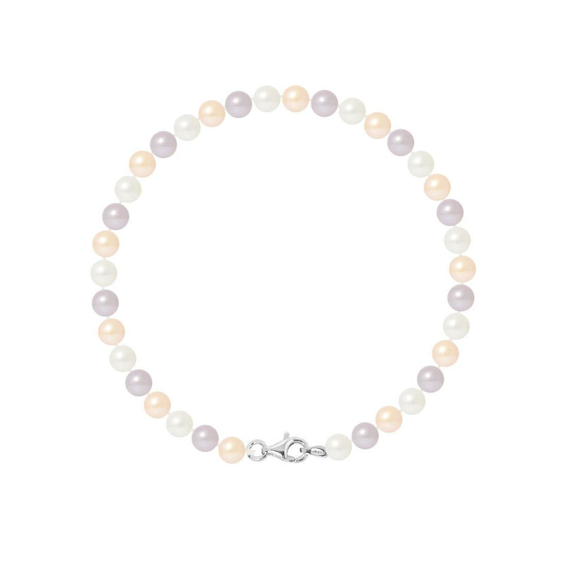 Bracelet NOELYSE | Argent & Perles Multicolores | 5/6 mm | Fermoir Anneau