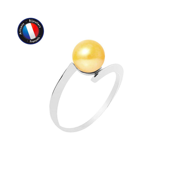 Bague ZIGZAG | Or Blanc & Perle de Culture Jaune