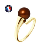 Bague SERENITY | Or Jaune & Perle de Culture Chocolat