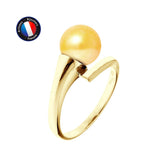 Bague- Perles de Culture d'Eau Douce- Ronde Diamètre 8-9 mm Gold- Taille 48 (EU)-  OrJaune