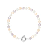 Bracelet NOELYSE | Argent & Perles Multicolores | 6/7 mm | Fermoir Anneau