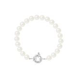 Bracelet NOELYSE | Argent & Perles Blanches | 7/8 mm | Fermoir Anneau