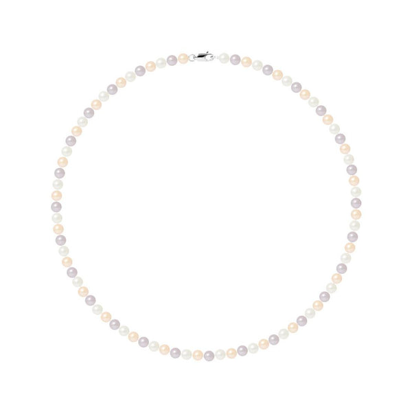 Collier NOELYSE | Argent & Perles Multicolores | 5/6 mm