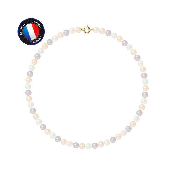 Collier NOELYSE | Or Jaune & Perles Multicolores | 8/9 mm