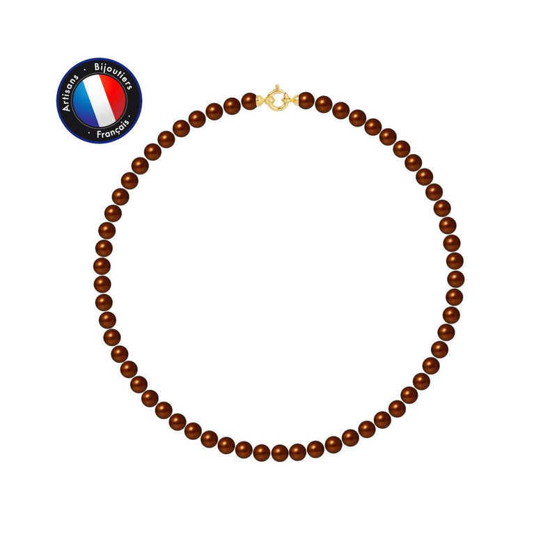 Collier NOELYSE | Or Jaune & Perles Chocolat