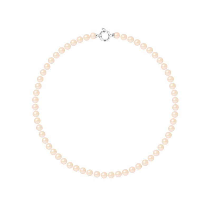 Collier Perles de Cutlure Ronde 6-7  mm Rose