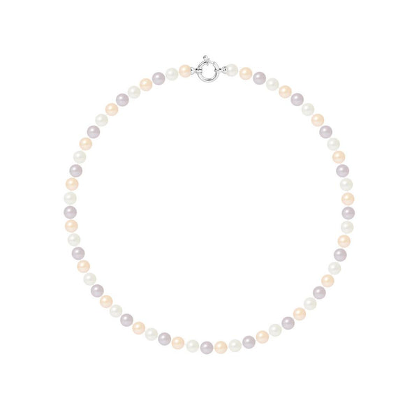 Collier NOELYSE | Argent & Perles Multicolores | 6/7 mm