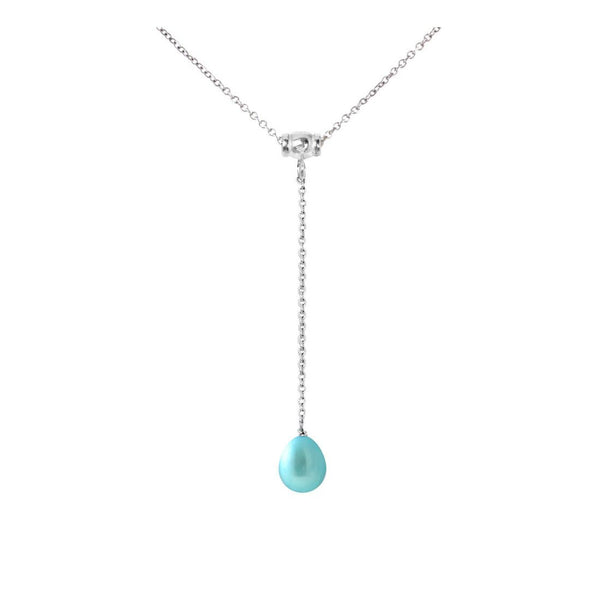 Collier Cravate | Perle de Culture Bleu Turquoise