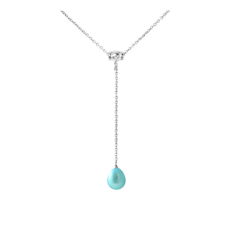 Collier Cravate | Perle de Culture Bleu Turquoise