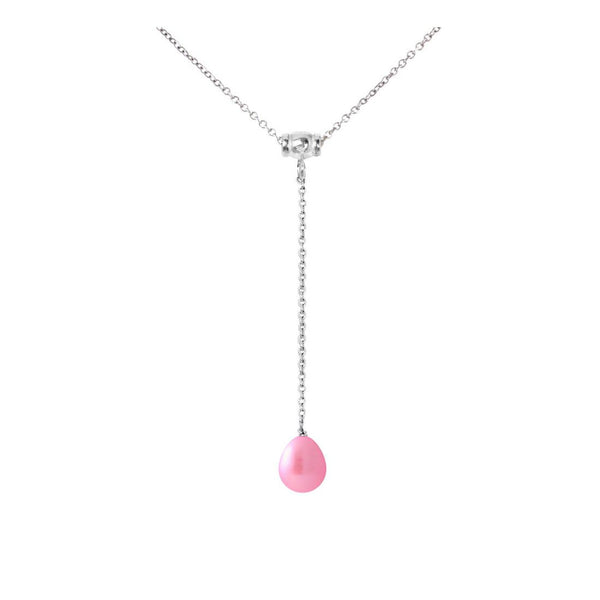 Collier Cravate | Perle de Culture Rose Fushia