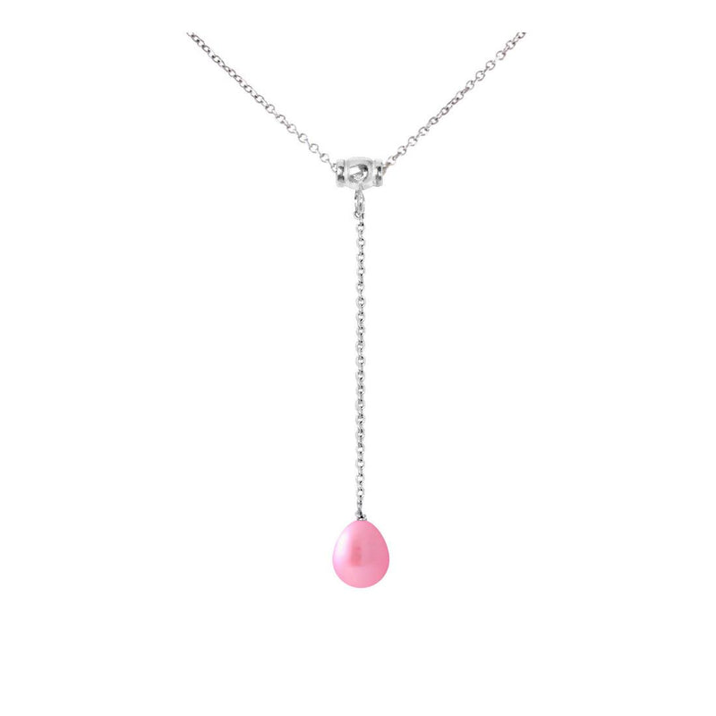 Collier Cravate | Perle de Culture Rose Fushia