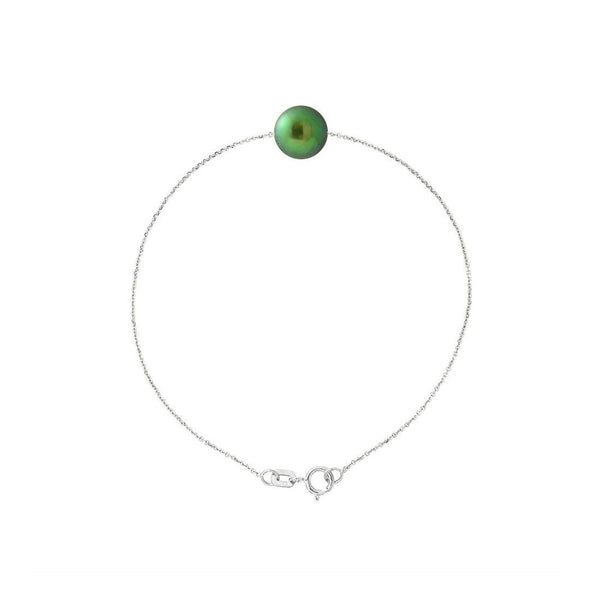 Bracelet- Perle de Culture d'Eau Douce- Diamètre 8-9 mm Vert Intense- Argent 925 Millièmes