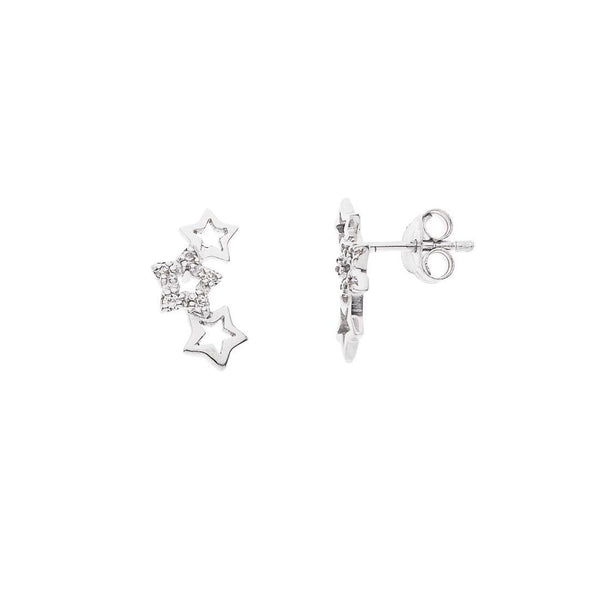 Boucles d'Oreilles Motifs ETOILES Argent 925 Millièmes Rhodié & Oxydes de Zirconium