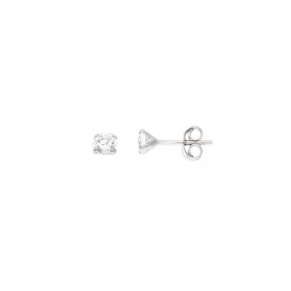 Boucles d'Oreilles Solitaire Rondes Oxydes de Zirconium Blancs