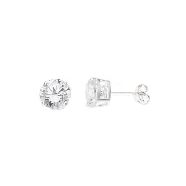 Boucles d'Oreilles Argent 925 Millièmes Rhodié & Solitaire