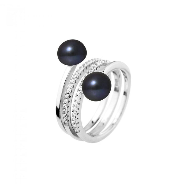 Bague TOI & MOI | Argent & Perles de Culture Black Tahiti