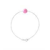 Bracelet Chaîne Forçat - Perle de Culture Rose Fushia