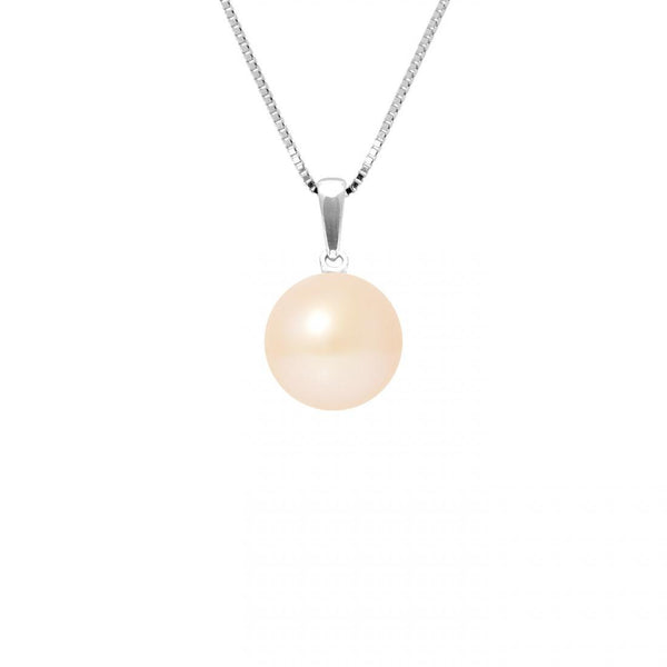 Collier- Perle de Culture d'Eau Douce- Diamètre 9-10 mm Rose- Argent 925 Millièmes