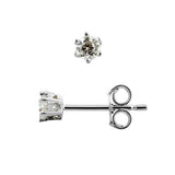 Boucles d'Oreilles Solitaire 4 mm Oxydes de Zirconium sertie de 6 Griffes