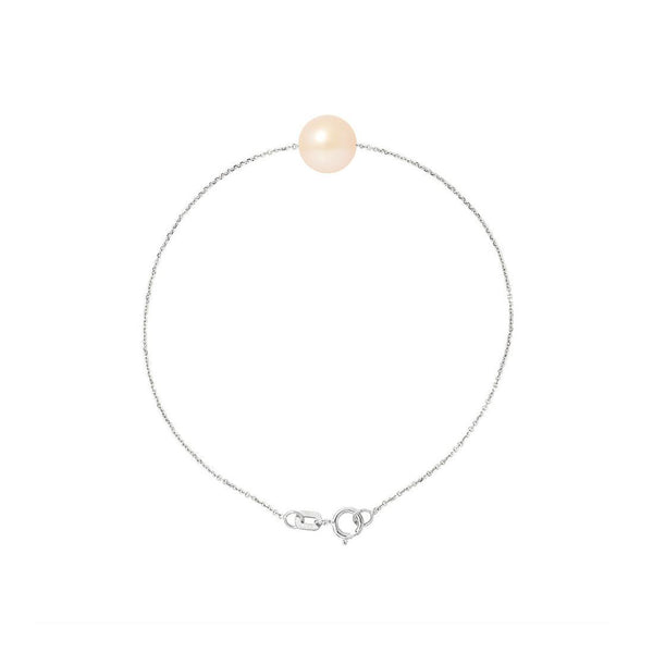 Bracelet- Perle de Culture d'Eau Douce- Diamètre 8-9 mm Rose-  Argent 925 Millièmes