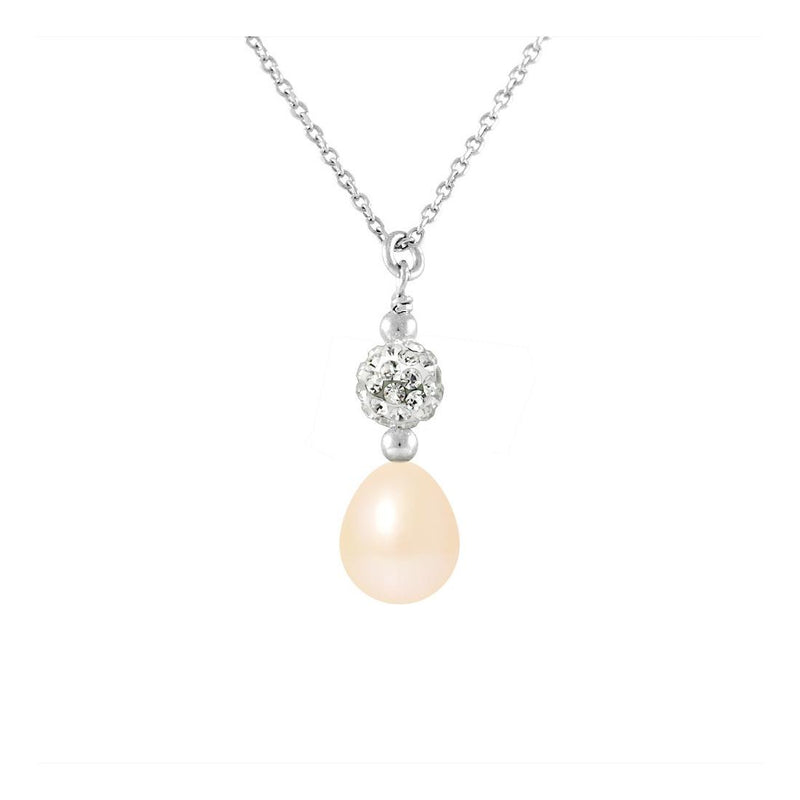 Collier- Perle de Culture d'Eau Douce- Diamètre 8-9 mm Rose- Argent 925 Millièmes