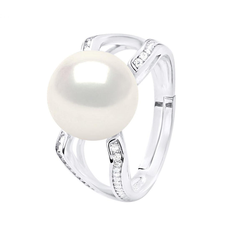 Bague "V" | Ajustable avec Perle Blanche