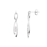 Boucles d'Oreilles Articulées Pendentif  Argent 925 Millièmes Rhodié & Oxydes de Zirconium