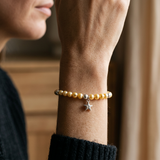 Bracelet Croix Porte Bonheur - Perle d'Eau Douce Dorée