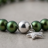 Bracelet Etoile - Perle d'Eau Douce Verte Ronde 5-6 mm