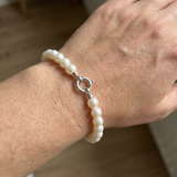 Bracelet NOELYSE | Argent & Perles Blanches | 8/9 mm | Fermoir Anneau