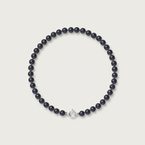 Bracelet NOELYSE | Argent & Perles Noires | 4/5 mm | Fermoir Anneau
