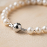 Bracelet NOELYSE | Argent & Perles Blanches | 5/6 mm | Fermoir Boule