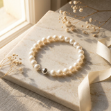 Bracelet NOELYSE | Argent & Perles Blanches | 8/9 mm | Fermoir Boule