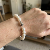 Bracelet NOELYSE | Argent & Perles Blanches | 8/9 mm | Fermoir Boule