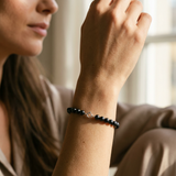 Bracelet NOELYSE | Argent & Perles Noires | 4/5 mm | Fermoir Anneau