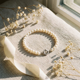 Bracelet NOELYSE | Argent & Perles Blanches | 6/7 mm | Fermoir Anneau
